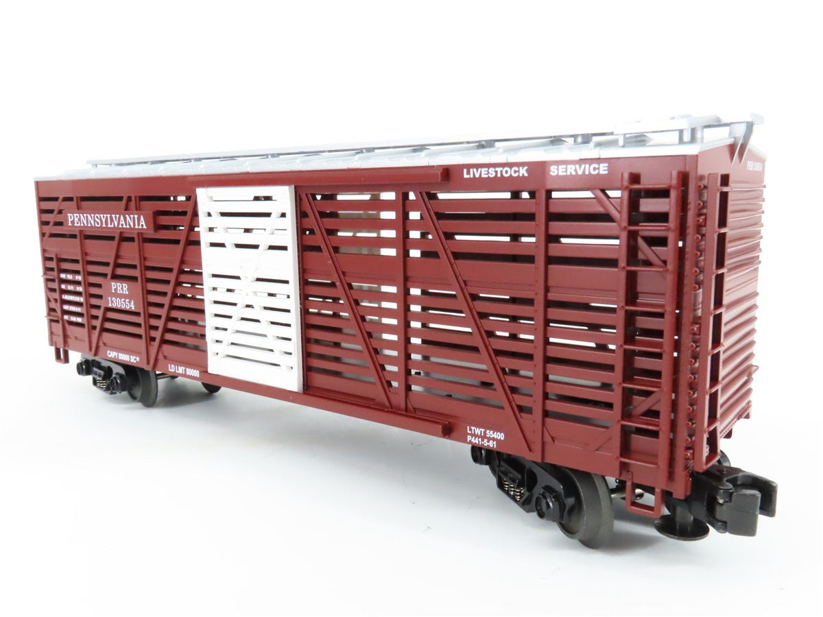 O Gauge 3-Rail MTH 20-94503 PRR Pennsylvania 40&#39; Steel-Side Stock Car #130554