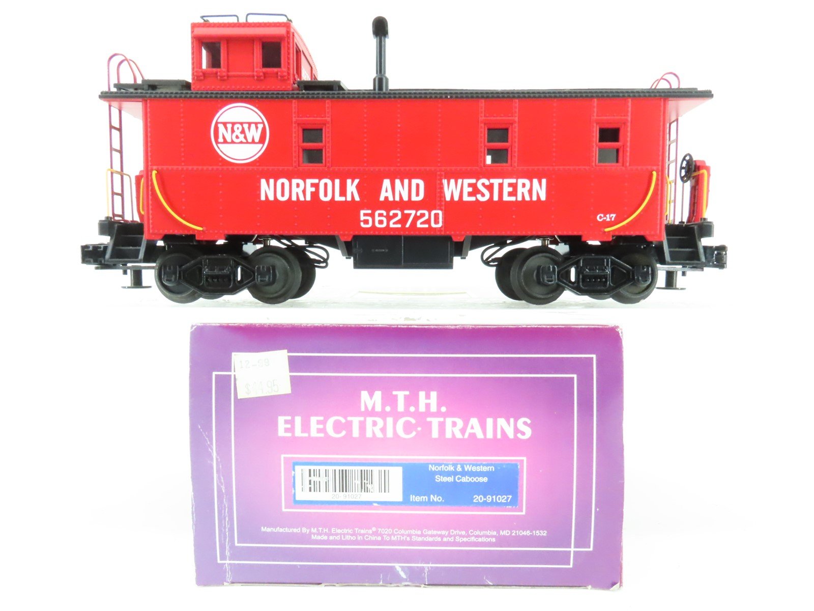 O Gauge 3-Rail MTH 20-91027 N&W Norfolk & Western Offset Cupola Caboose #562720