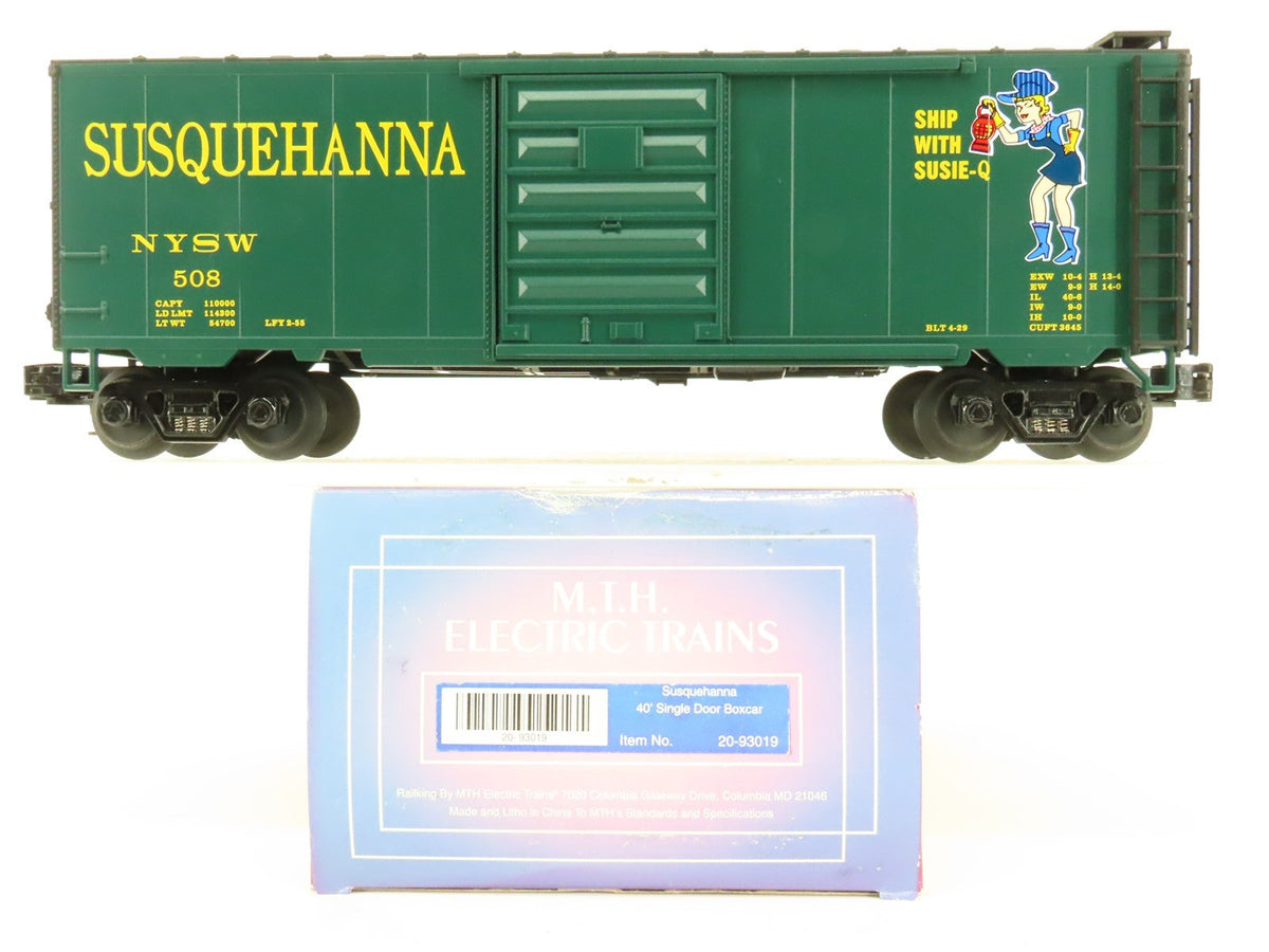 O Gauge 3-Rail MTH 20-93019 NYSW &quot;Susie-Q&quot; 40&#39; Single Door Box Car #508