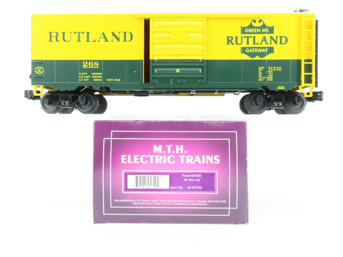 O Gauge 3-Rail MTH 20-93149 RUT Rutland &quot;Green Mt. Gateway&quot; 40&#39; Box Car #268