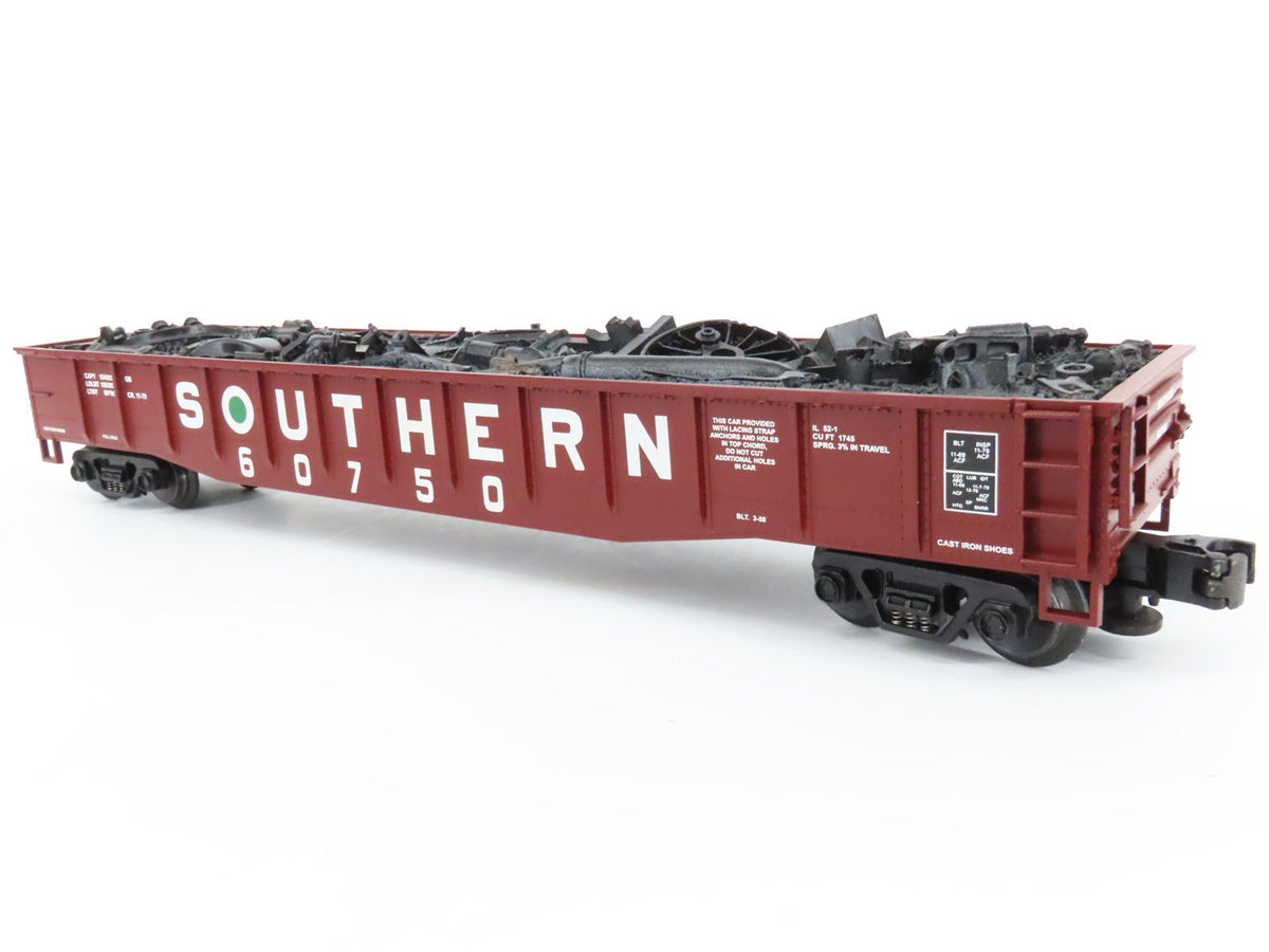 O Gauge 3-Rail MTH 20-98004 SOU Southern 53&#39; Steel Gondola #60750 w/ Junk Load