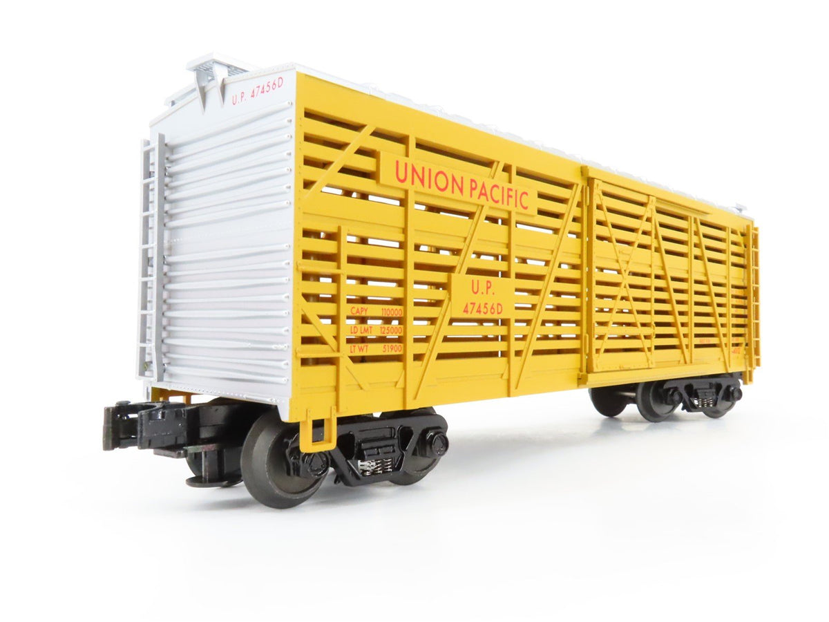 O Gauge 3-Rail MTH 20-94502 UP Union Pacific 40&#39; Steel-Side Stock Car #47456D