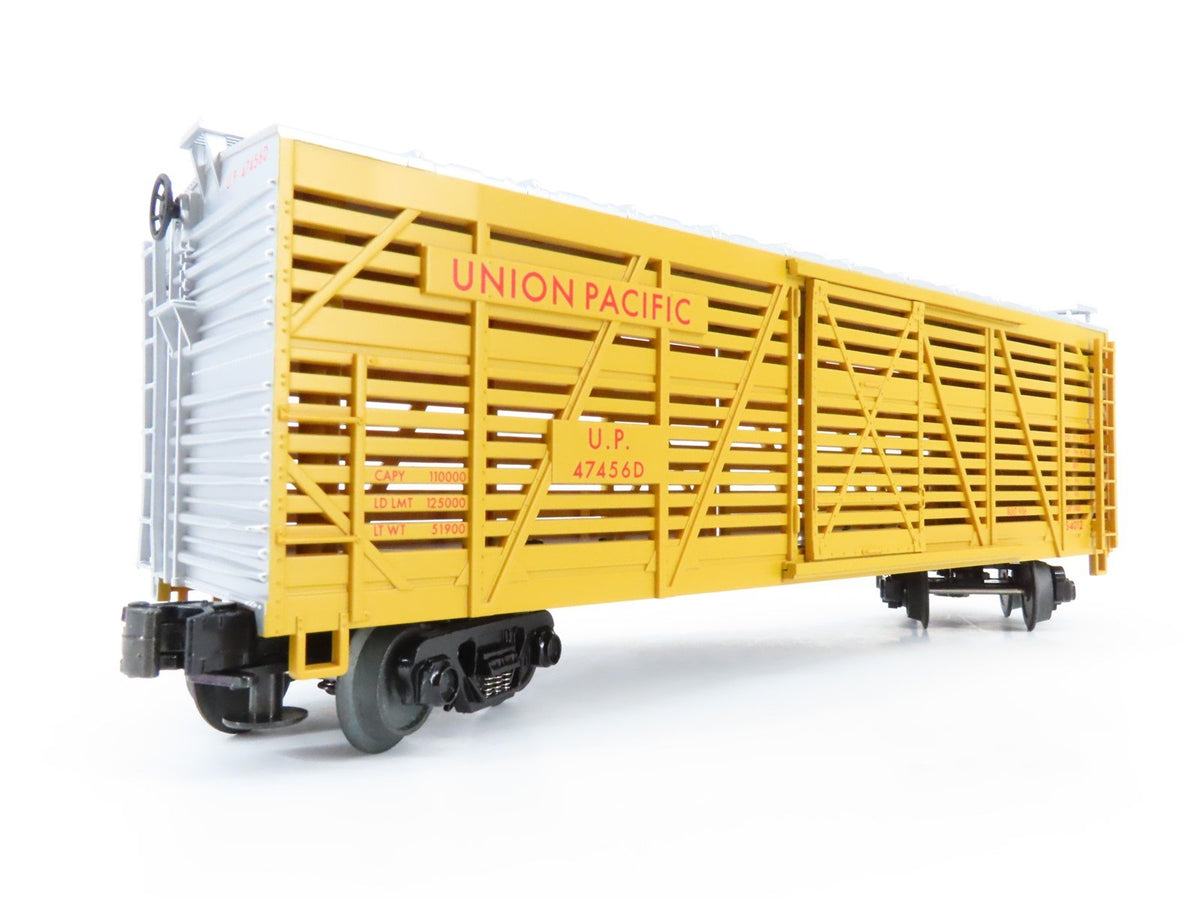 O Gauge 3-Rail MTH 20-94502 UP Union Pacific 40&#39; Steel-Side Stock Car #47456D