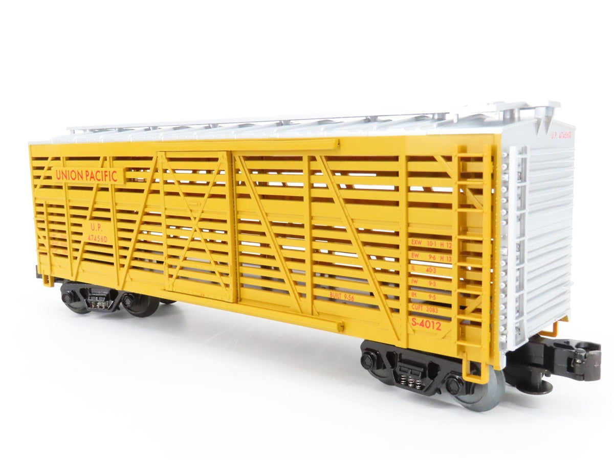 O Gauge 3-Rail MTH 20-94502 UP Union Pacific 40&#39; Steel-Side Stock Car #47456D