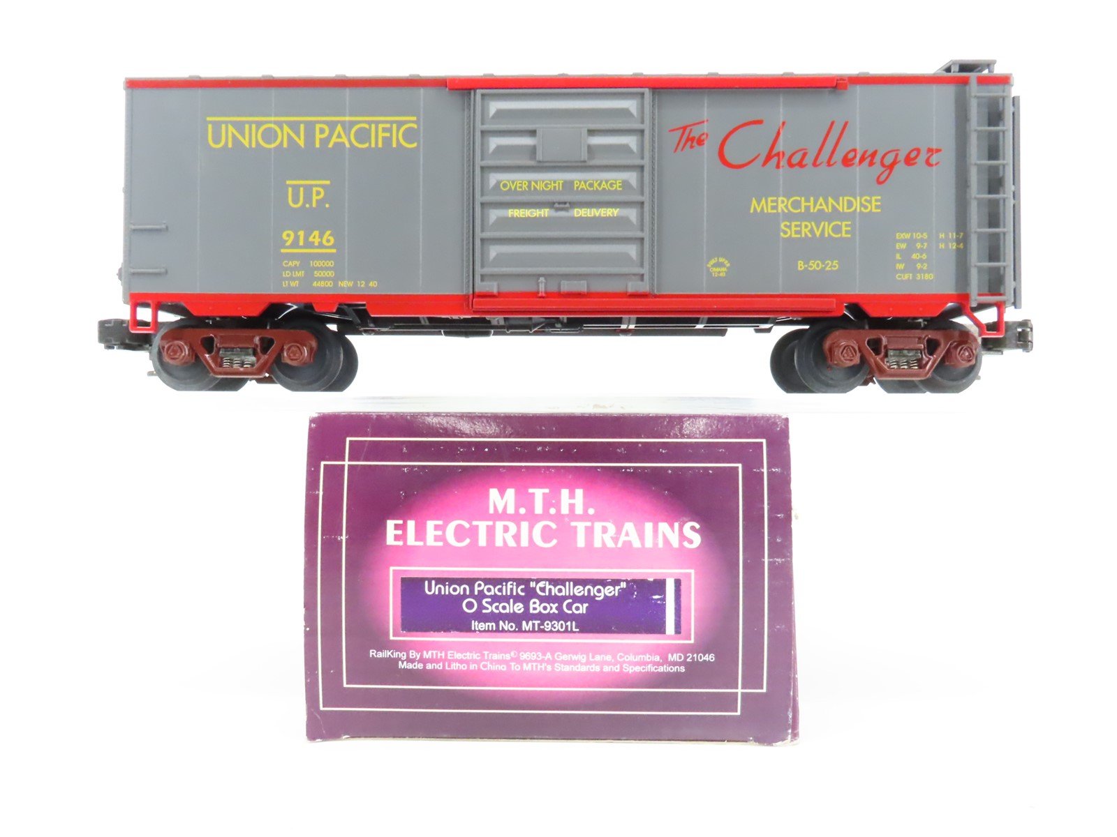 O Gauge 3-Rail MTH MT-9301L UP Union Pacific "The Challenger" 40' Box Car #9146