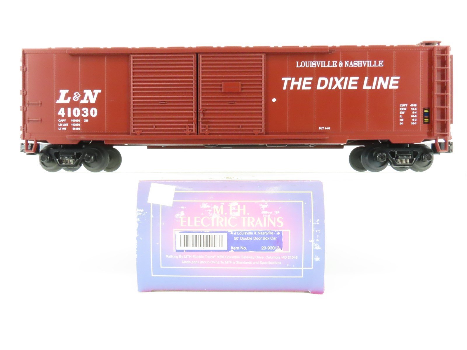 O Gauge 3-Rail MTH 20-93013 L&N "Dixie Line" 50' Double Door Box Car #41030