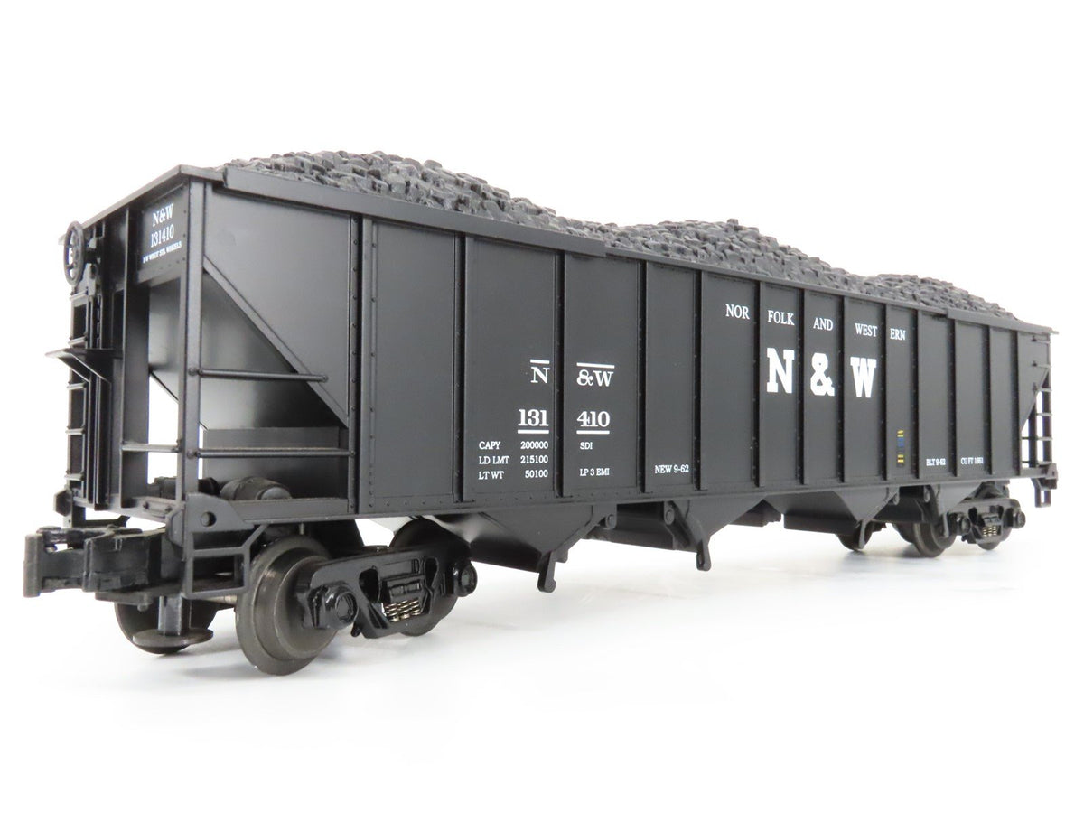 O Gauge 3-Rail MTH 20-97408 N&amp;W Norfolk &amp; Western 4-Bay Hopper #131410 w/ Load