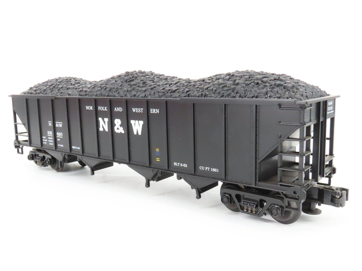 O Gauge 3-Rail MTH 20-97408 N&amp;W Norfolk &amp; Western 4-Bay Hopper #131410 w/ Load