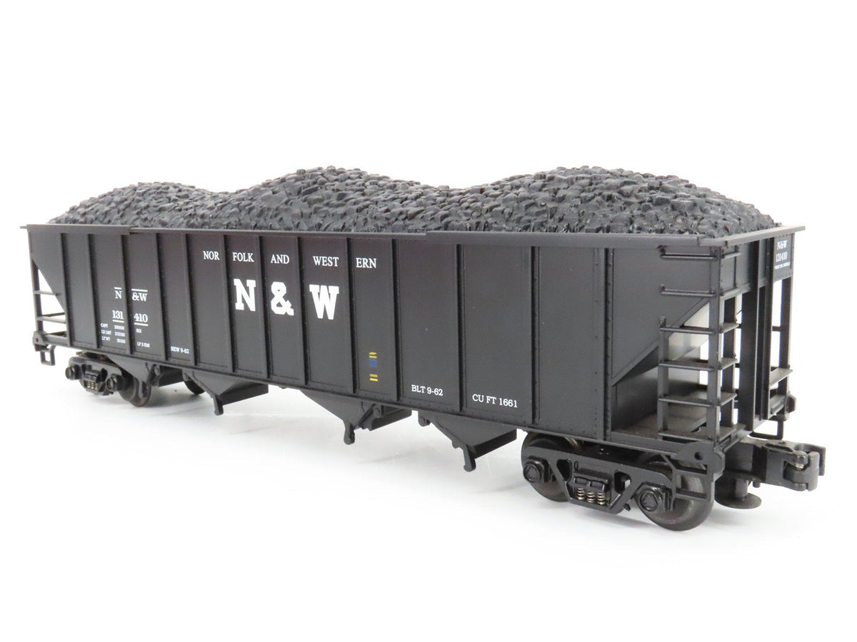 O Gauge 3-Rail MTH 20-97408 N&amp;W Norfolk &amp; Western 4-Bay Hopper #131410 w/ Load