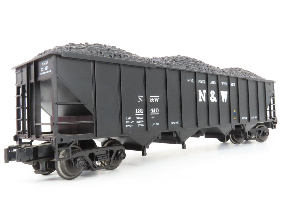 O Gauge 3-Rail MTH 20-97408 N&amp;W Norfolk &amp; Western 4-Bay Hopper #131410 w/ Load