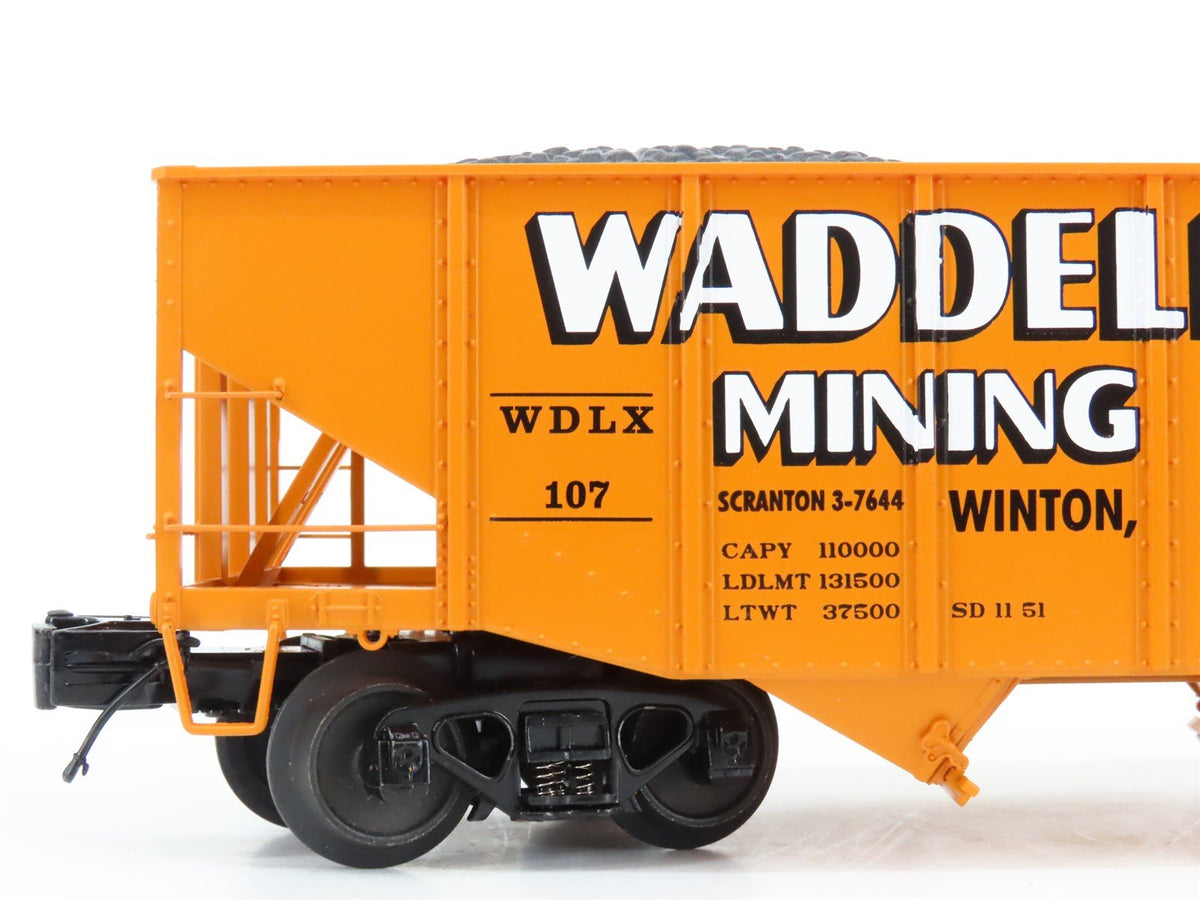 O Gauge 3-Rail MTH 20-97200 WDLX Waddell Coal 2-Bay Fishbelly Hopper #107 w/Load