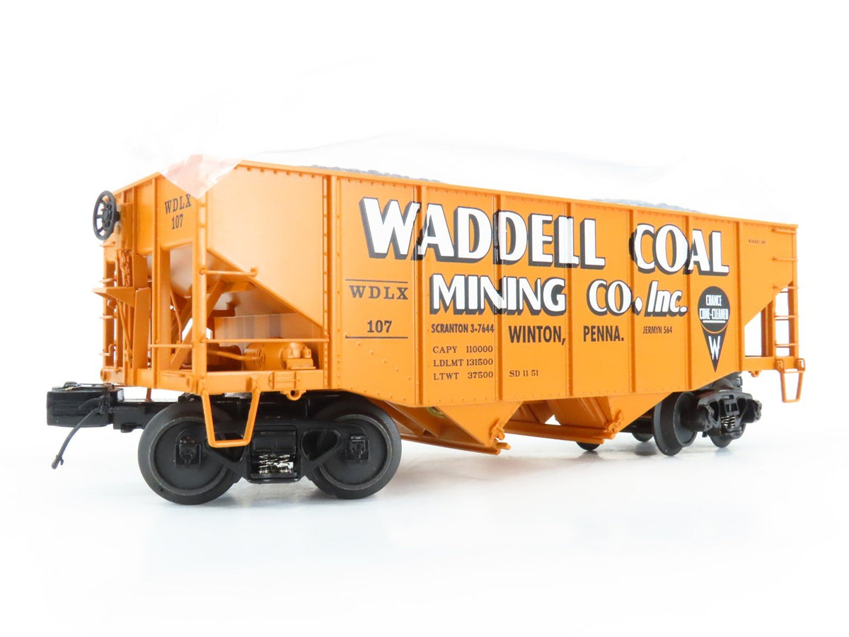 O Gauge 3-Rail MTH 20-97200 WDLX Waddell Coal 2-Bay Fishbelly Hopper #107 w/Load