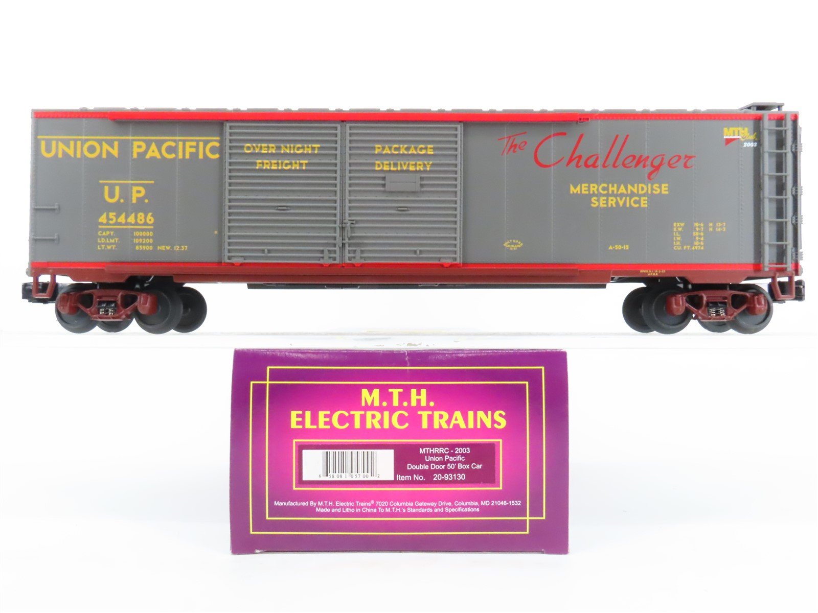 O Gauge 3-Rail MTH 20-93130 UP Union Pacific "Challenger" 50' Box Car #454486