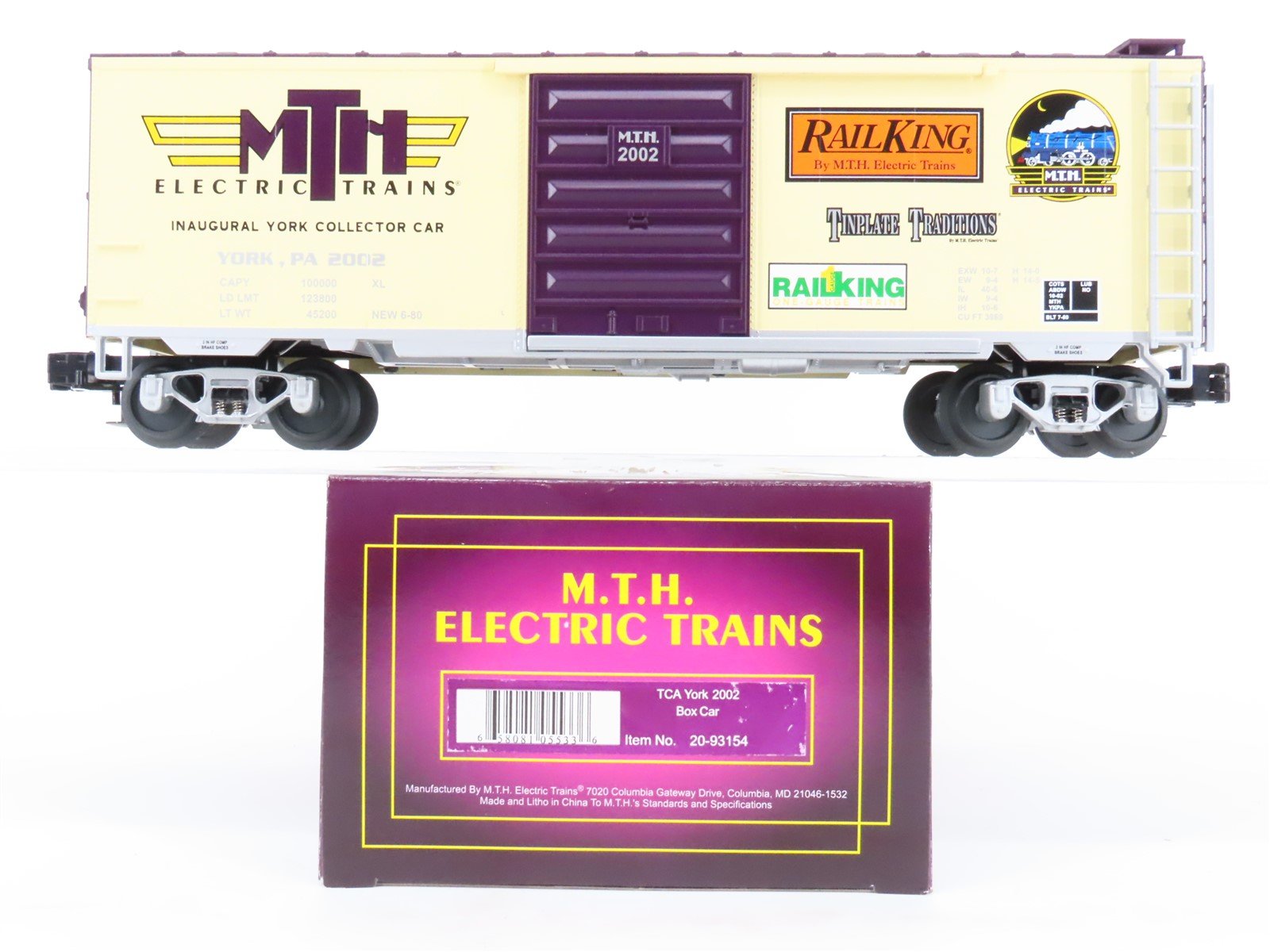 O Gauge 3-Rail MTH 20-93154 TCA 2002 Inaugural York Collector Box Car