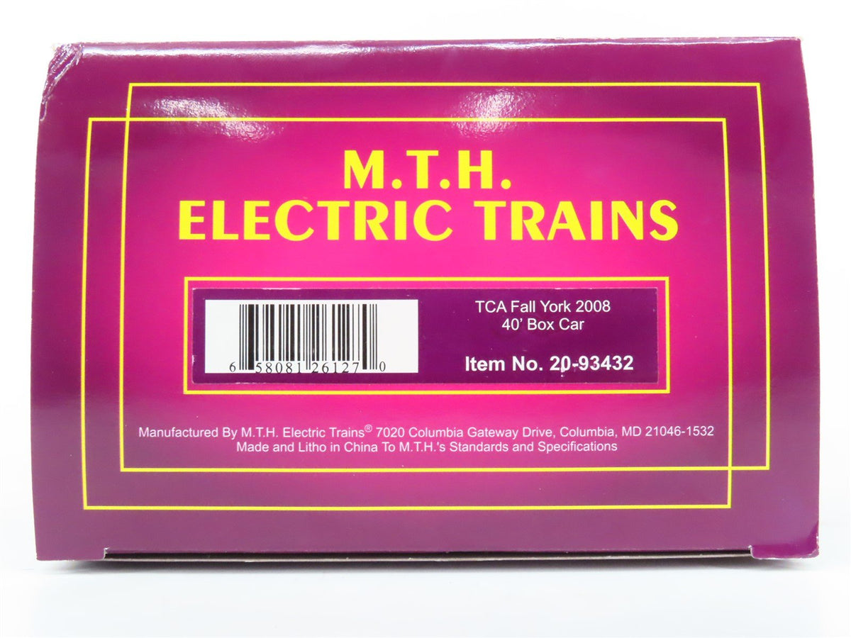 O Gauge 3-Rail MTH 20-93432 TCA Fall York 2008 40&#39; Box Car