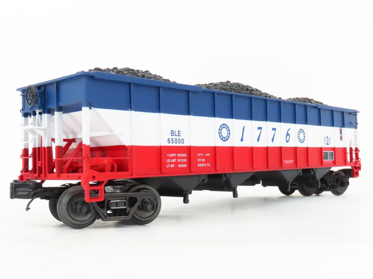 O Gauge 3-Rail MTH 20-97909 B&amp;LE &quot;Bicentennial&quot; 4-Bay Hopper #65000 w/ Load