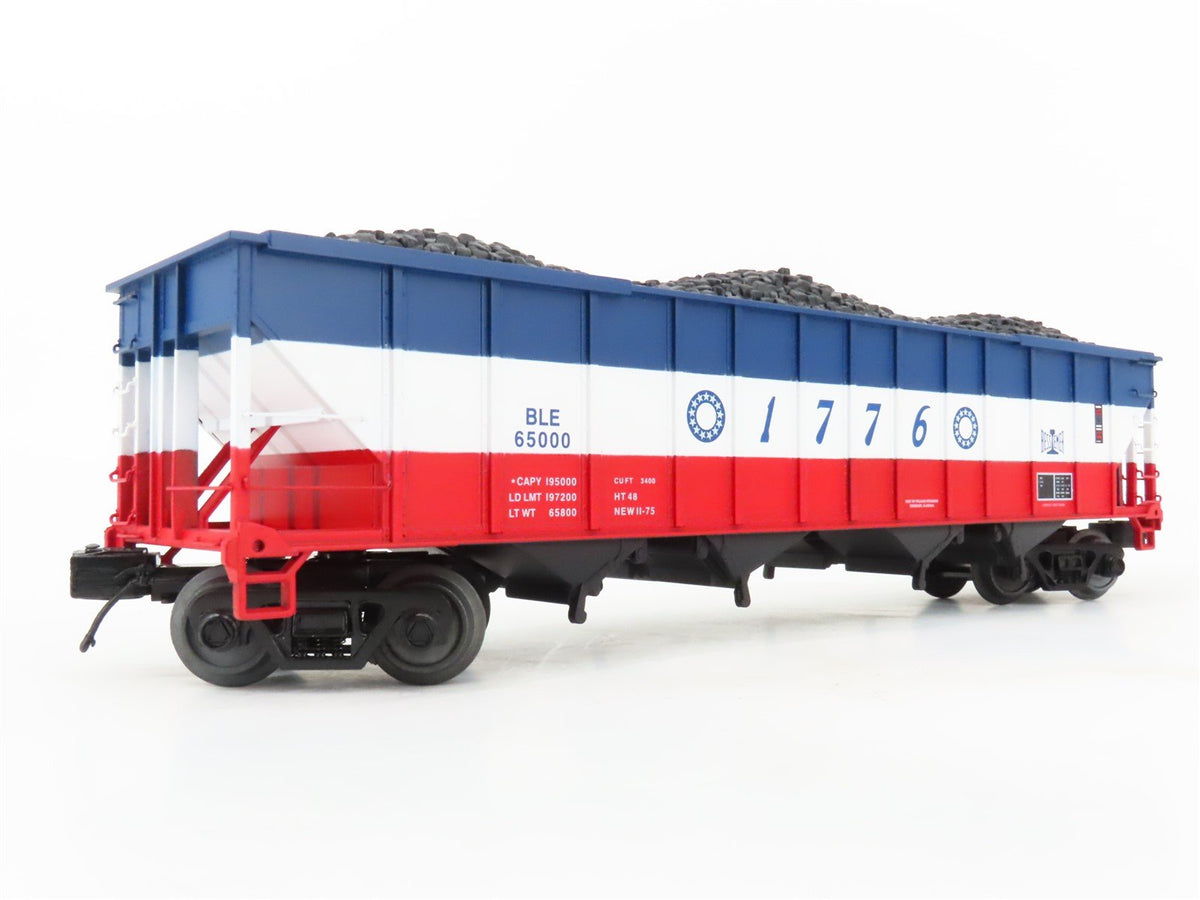 O Gauge 3-Rail MTH 20-97909 B&amp;LE &quot;Bicentennial&quot; 4-Bay Hopper #65000 w/ Load