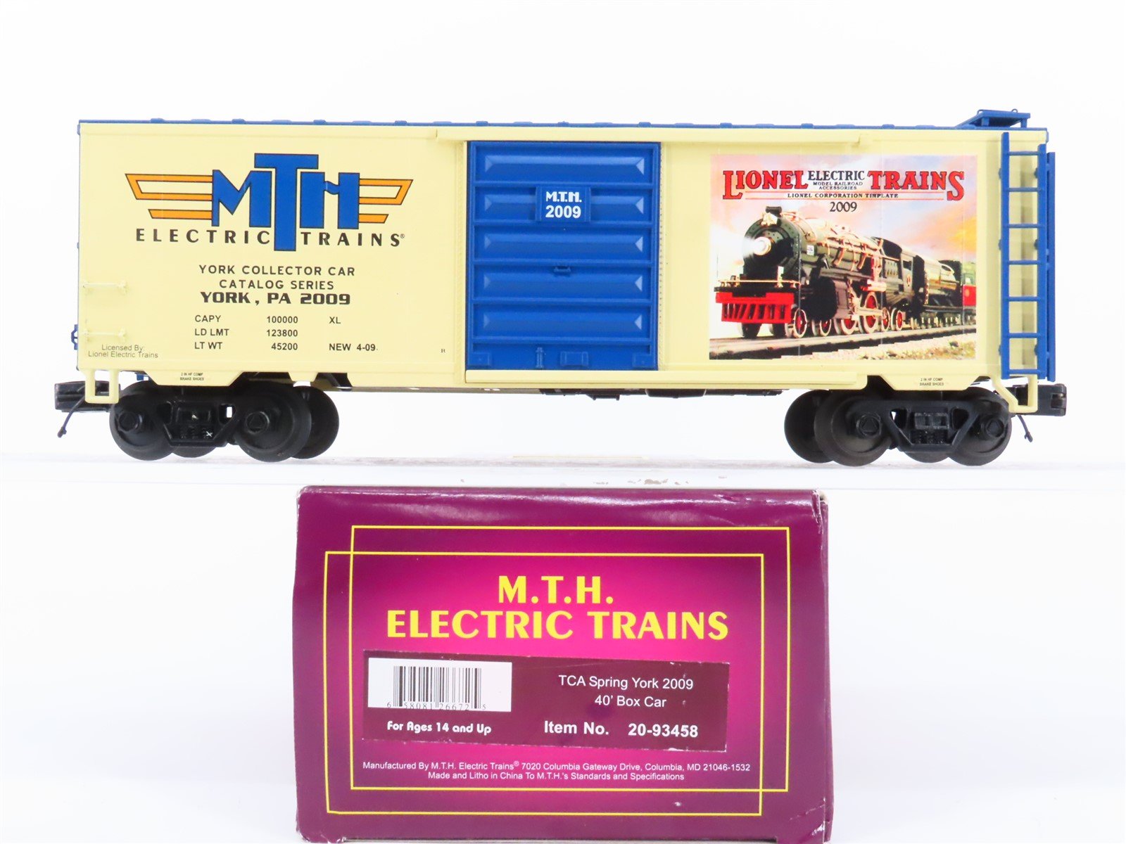 O Gauge 3-Rail MTH 20-93458 TCA Spring York 2009 40' Box Car