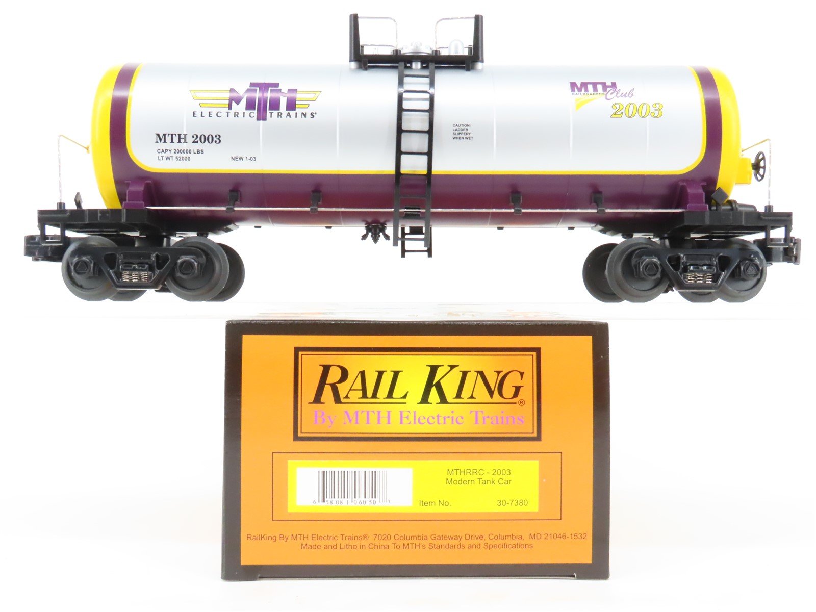 O27 Gauge 3-Rail MTH RailKing 30-7380 MTHRRC 2003 Modern Tank Car