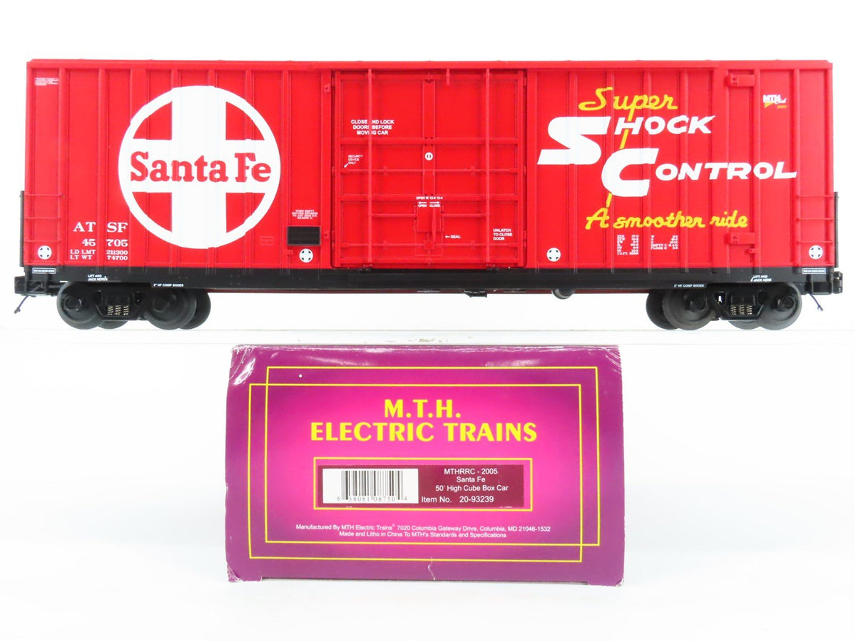 O Gauge 3-Rail MTH 20-93239 ATSF Santa Fe 50&#39; Hi-Cube Plug Door Box Car #45705