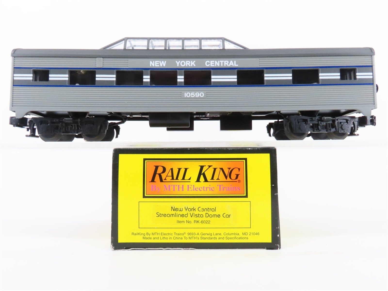 O27 Gauge 3-Rail MTH RailKing RK-6022 NYC Streamline Vista Dome Passenger #10590
