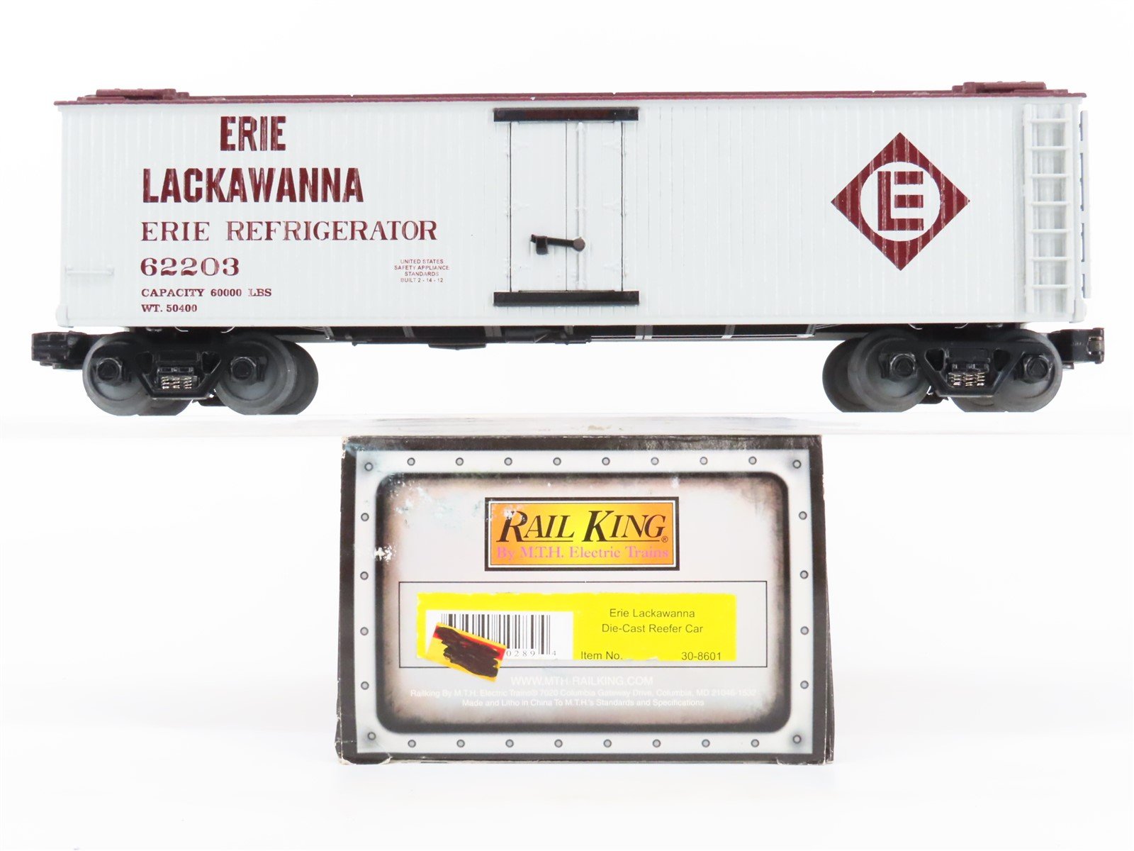 O27 Gauge 3-Rail MTH RailKing 30-8601 EL Erie Lackawanna 40' Reefer #62203