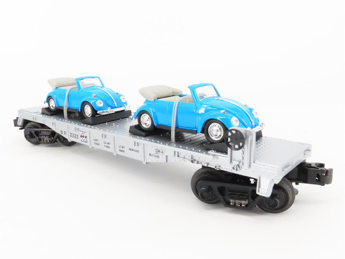 O27 Gauge 3-Rail MTH RailKing 30-8311 WP Western Pacific Flat Car w/ &#39;67 VW&#39;s