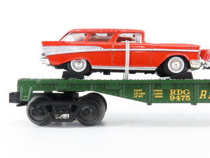 O27 Gauge 3-Rail MTH RailKing 30-8310 RDG Reading Flat Car w/ '57 Chevy Nomads