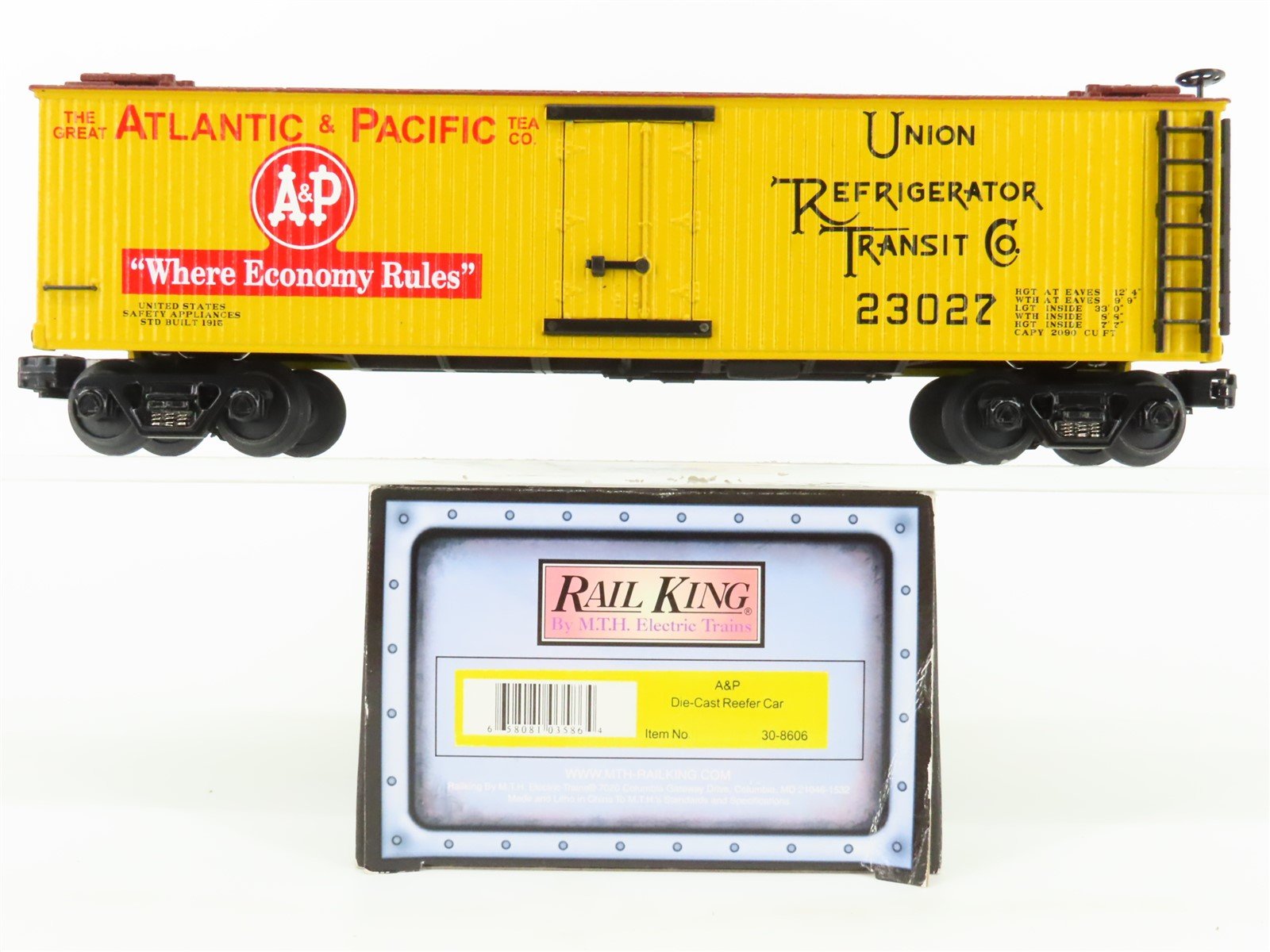 O27 Gauge 3-Rail MTH RailKing 30-8606 URTC Atlantic & Pacific Tea Reefer #23027