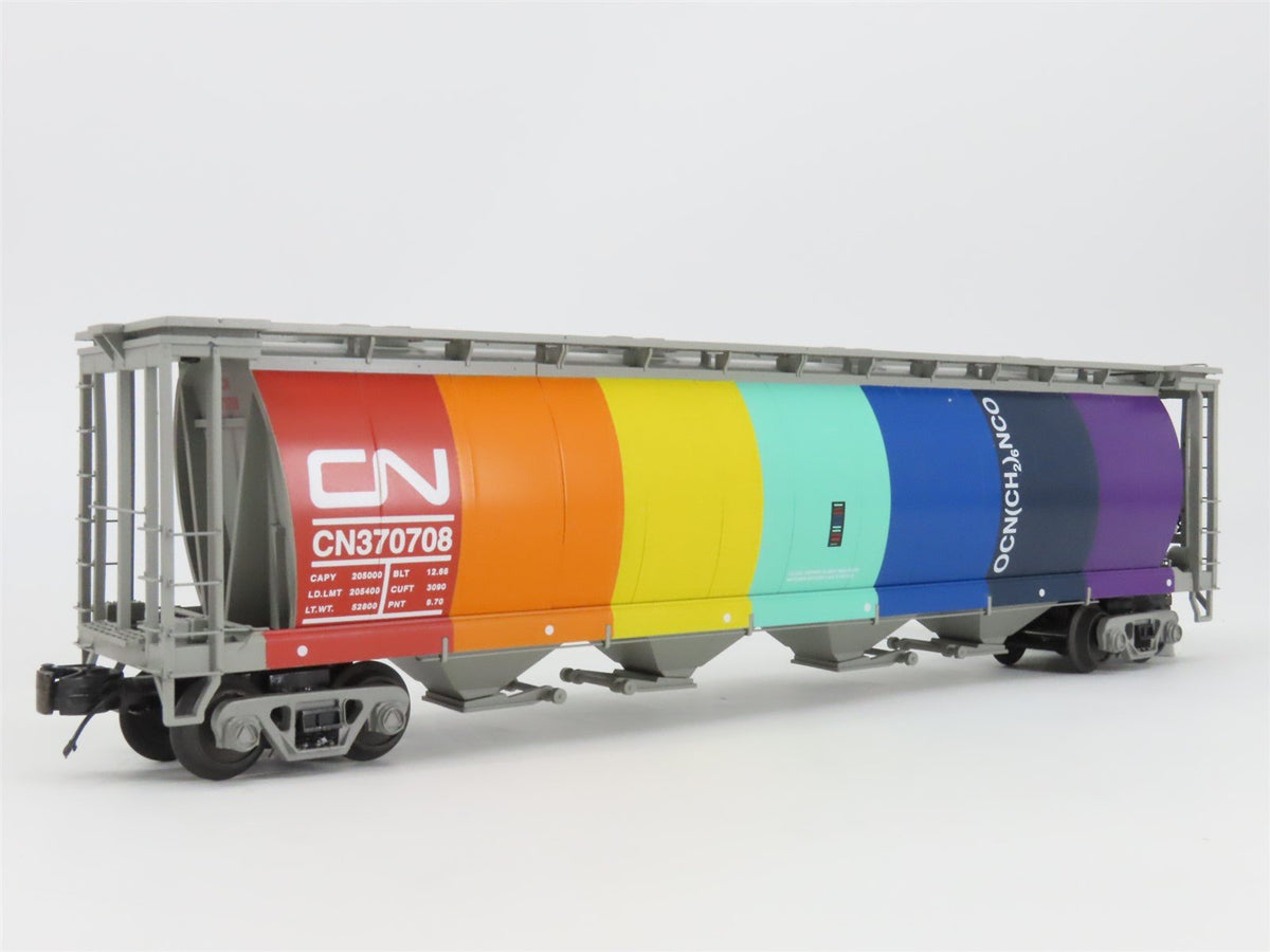 O Gauge 3-Rail MTH 20-97687 CN &quot;Rainbow&quot; 4-Bay Cylindrical Hopper #370708