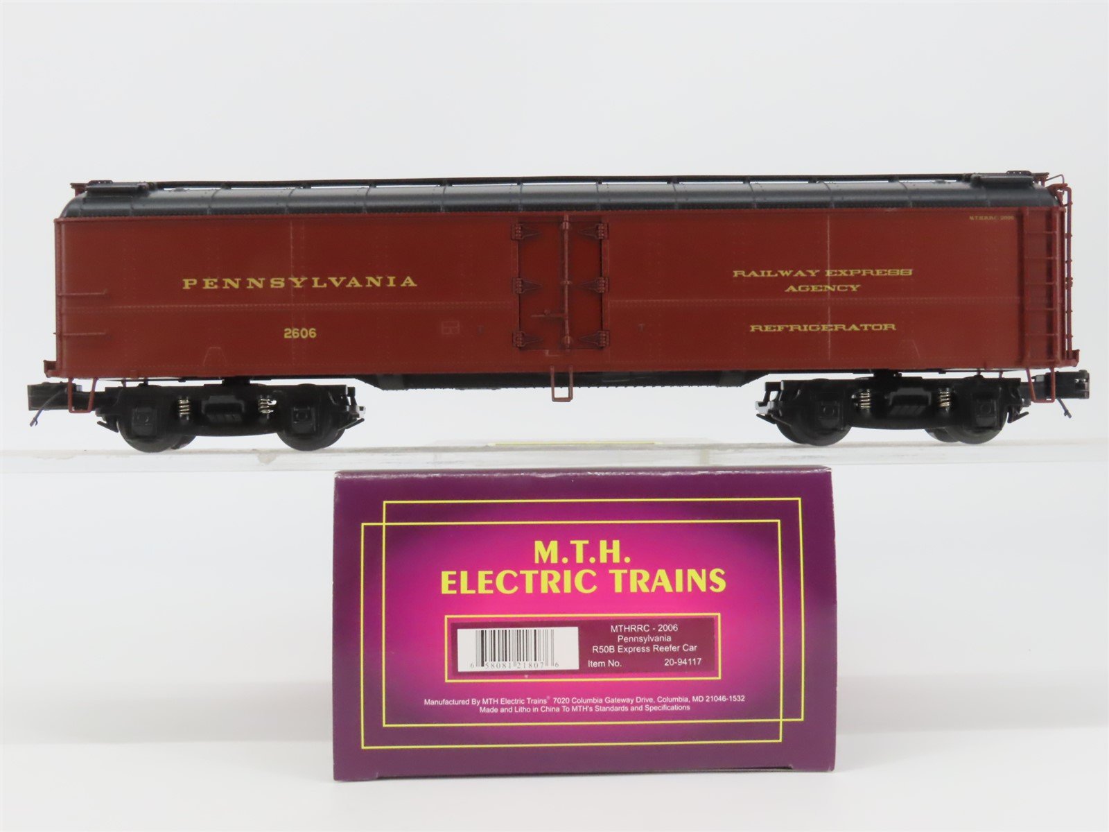 O Gauge 3-Rail MTH 20-94117 PRR Pennsylvania R50B Express Reefer #2606