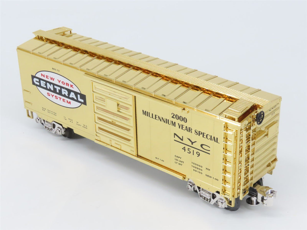 O Gauge 3-Rail MTH 20-93037 NYC Millennium Special 40&#39; Box Car - Gold Plated