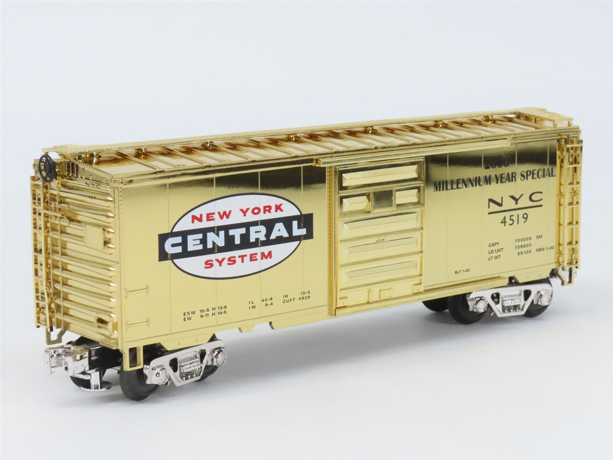 O Gauge 3-Rail MTH 20-93037 NYC Millennium Special 40&#39; Box Car - Gold Plated