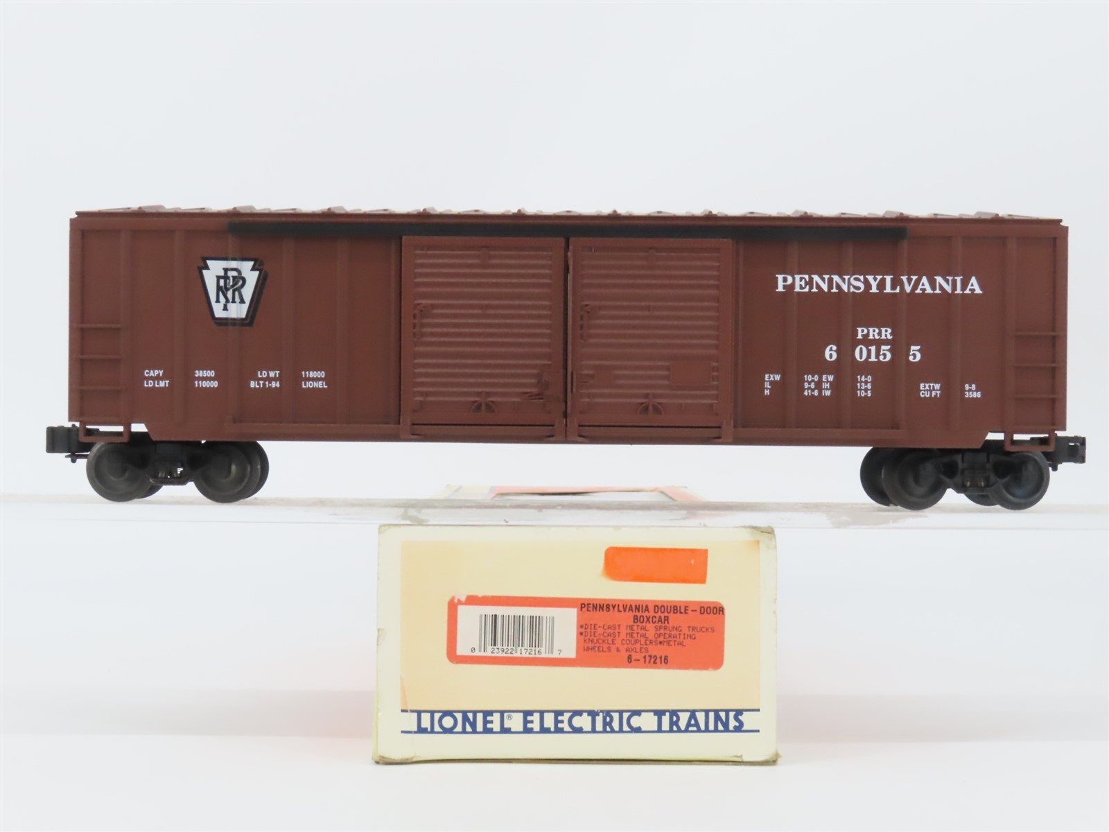 O Gauge 3-Rail Lionel 6-17216 PRR Pennsylvania 50' Double Door Box Car #60155