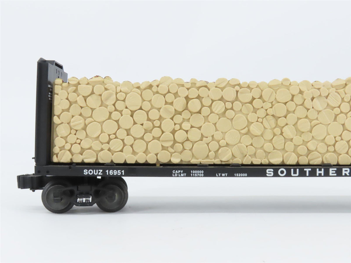 O Gauge 3-Rail Lionel 6-16951 SOU Southern 50&#39; Bulkhead Flat Car w/ Wood Load