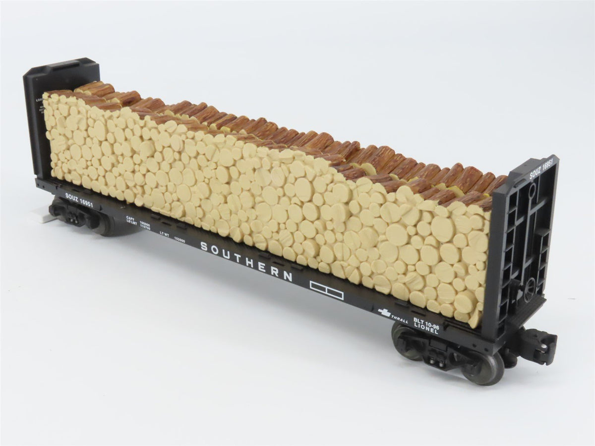 O Gauge 3-Rail Lionel 6-16951 SOU Southern 50&#39; Bulkhead Flat Car w/ Wood Load