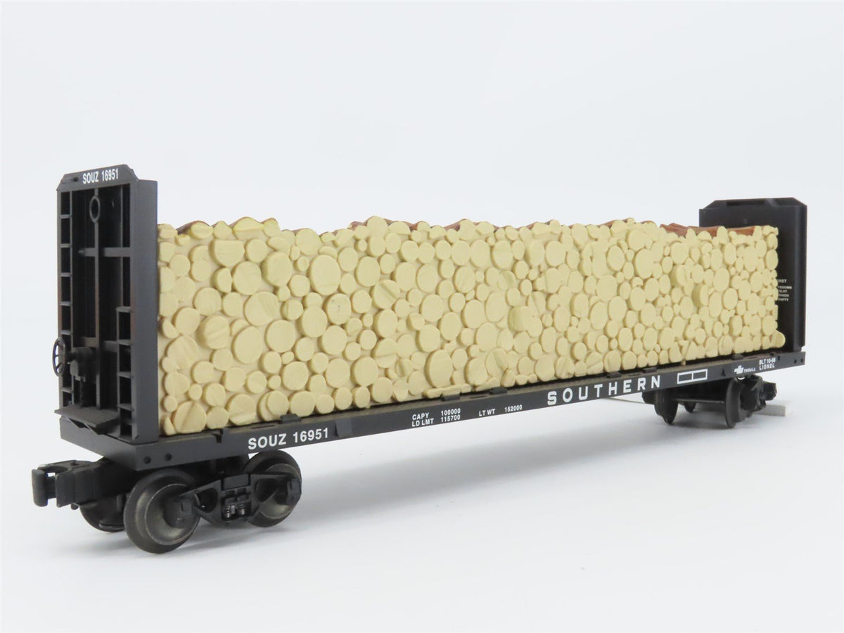 O Gauge 3-Rail Lionel 6-16951 SOU Southern 50&#39; Bulkhead Flat Car w/ Wood Load