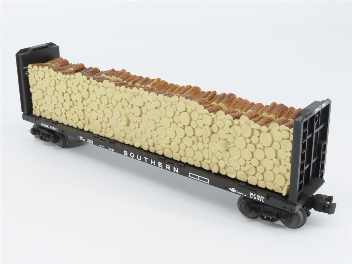 O Gauge 3-Rail Lionel 6-16951 SOU Southern 50&#39; Bulkhead Flat Car w/ Wood Load