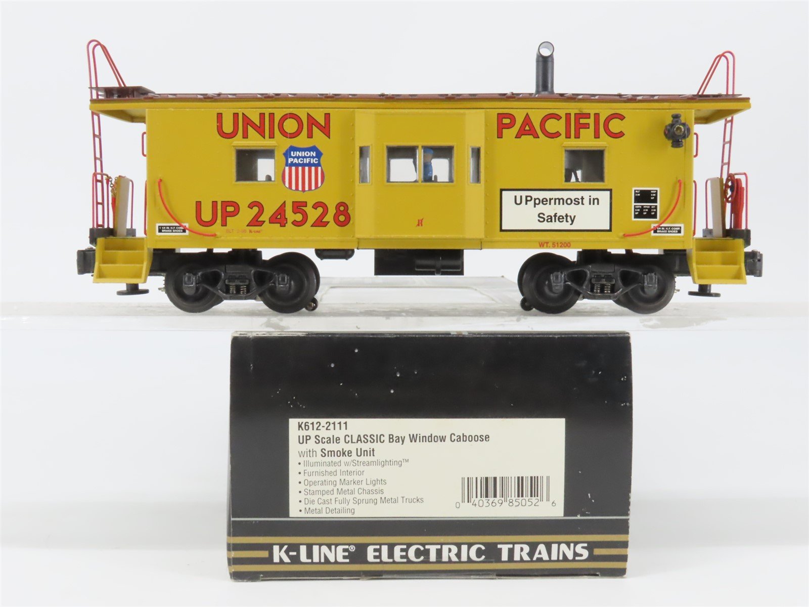 O Gauge 3-Rail K-Line K612-2111 UP Union Pacific Bay Window Caboose #24528