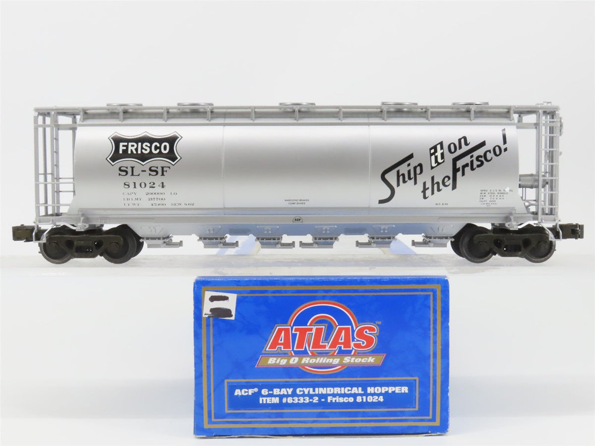O Gauge 3-Rail Atlas 6333-2 SLSF Frisco ACF 6-Bay Cylindrical Hopper #81024