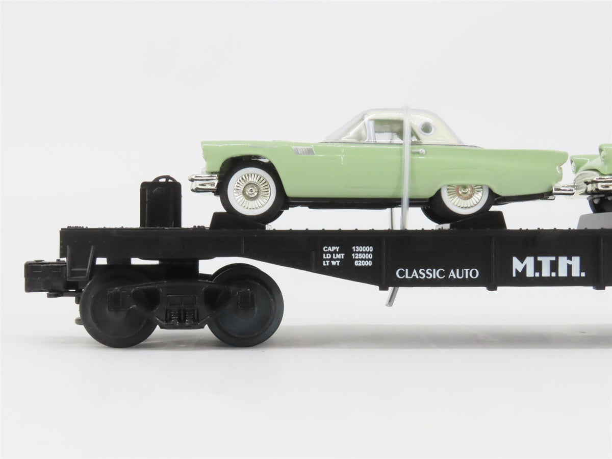 O27 Gauge 3-Rail MTH RailKing 30-7613 Auto Transport Flat Car #1957 w/ T&#39;Birds