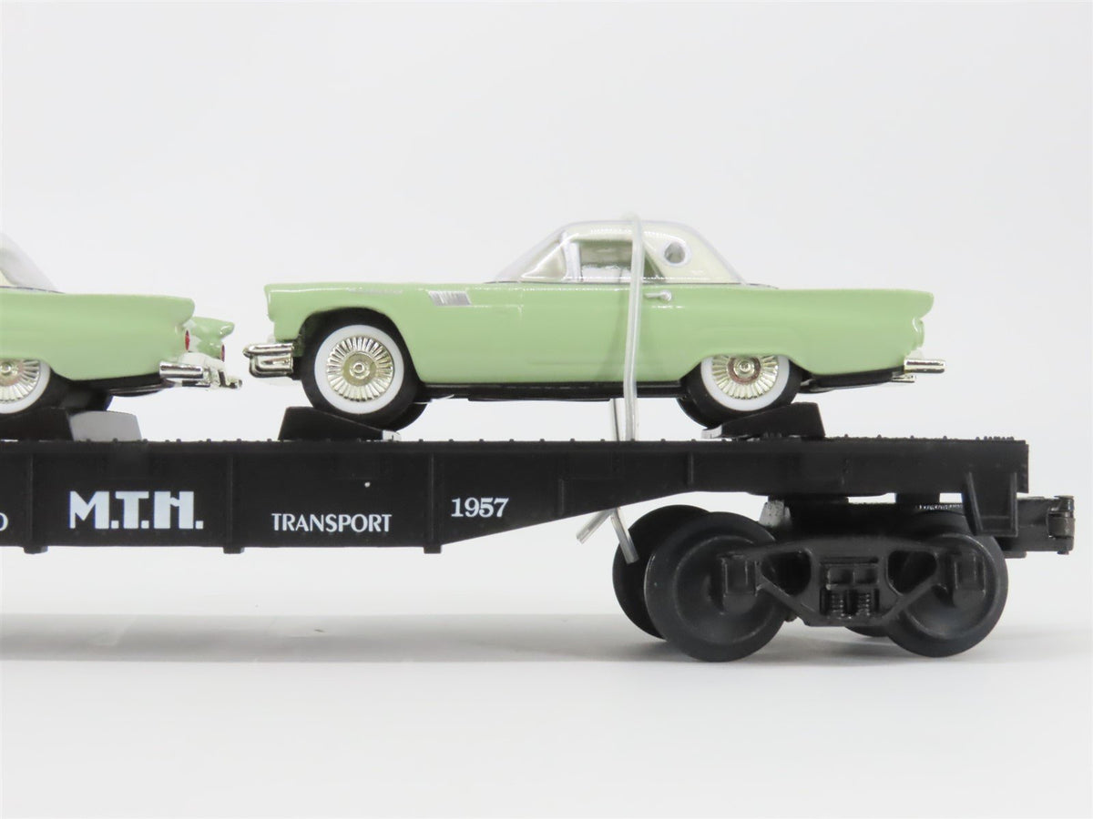 O27 Gauge 3-Rail MTH RailKing 30-7613 Auto Transport Flat Car #1957 w/ T&#39;Birds