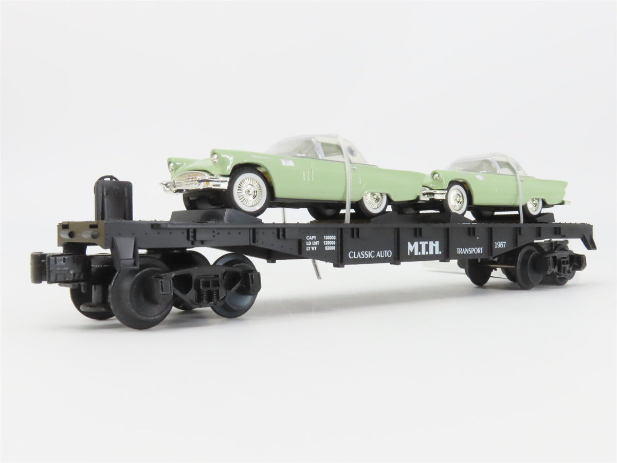 O27 Gauge 3-Rail MTH RailKing 30-7613 Auto Transport Flat Car #1957 w/ T&#39;Birds