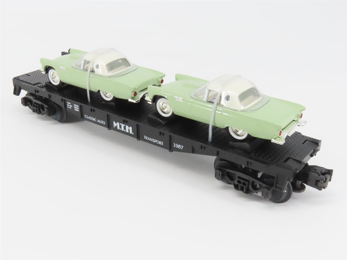 O27 Gauge 3-Rail MTH RailKing 30-7613 Auto Transport Flat Car #1957 w/ T&#39;Birds