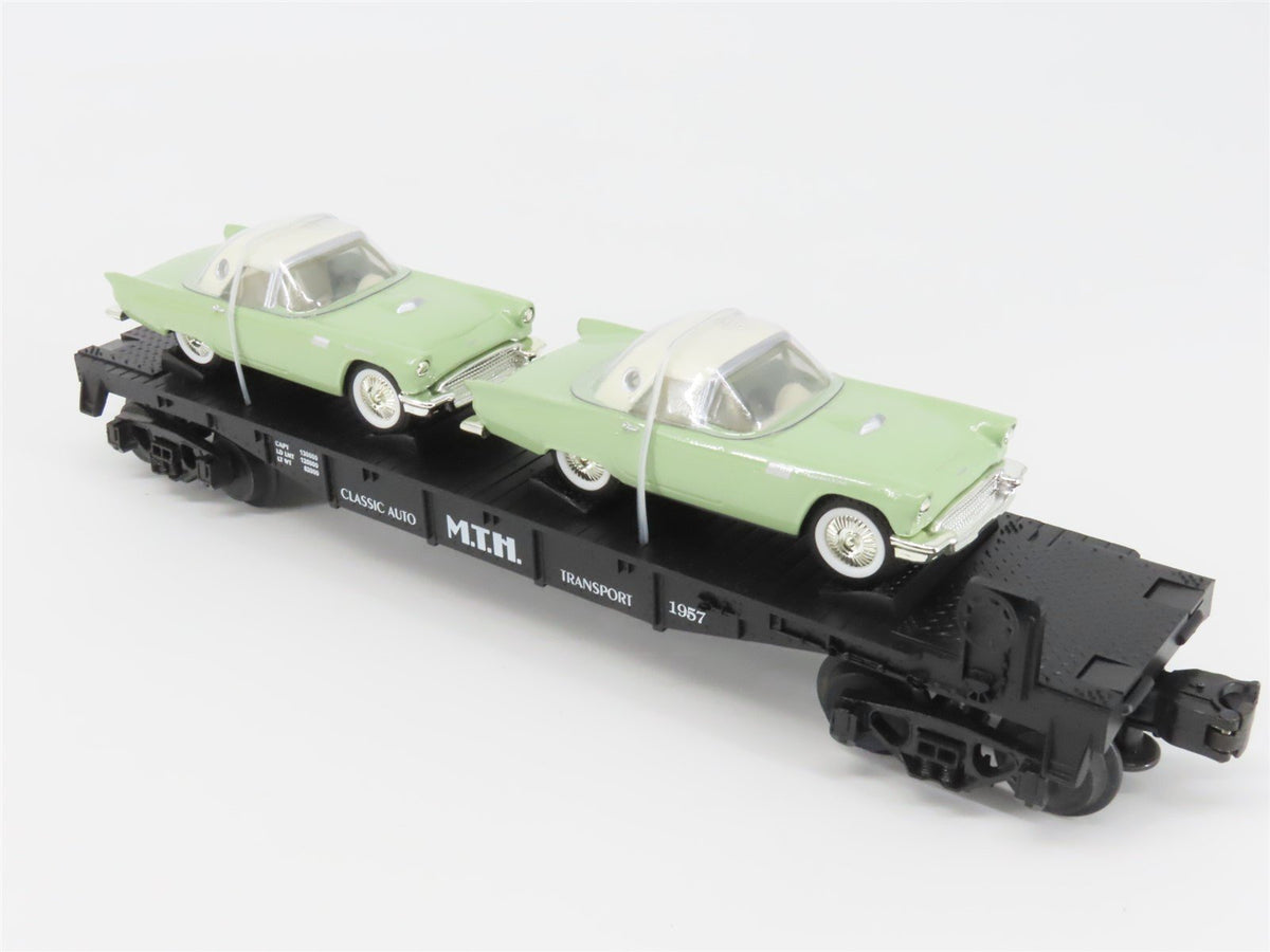 O27 Gauge 3-Rail MTH RailKing 30-7613 Auto Transport Flat Car #1957 w/ T&#39;Birds