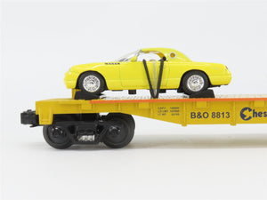 O27 Gauge 3-Rail MTH RailKing 30-76055 B&O Chessie Flat Car #8813 w/Ford T'Birds