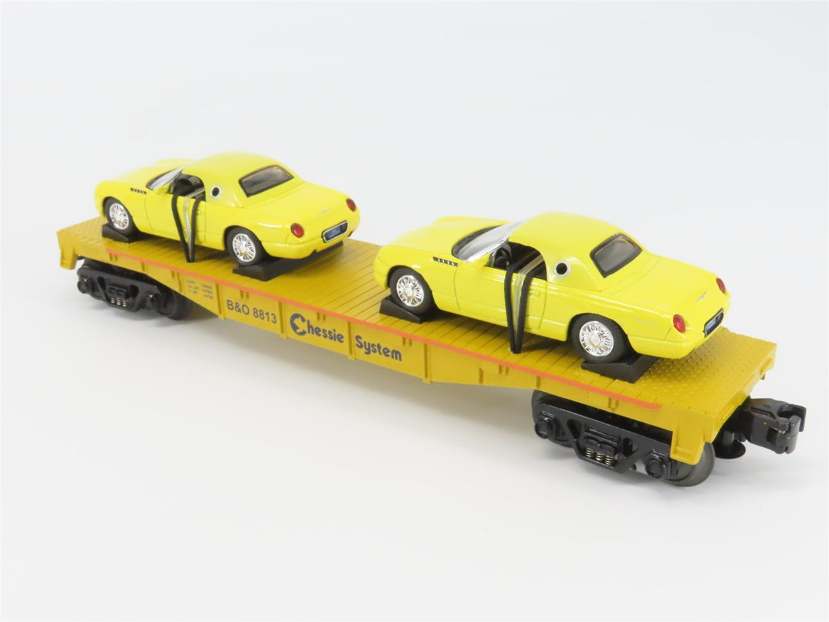 O27 Gauge 3-Rail MTH RailKing 30-76055 B&amp;O Chessie Flat Car #8813 w/Ford T&#39;Birds