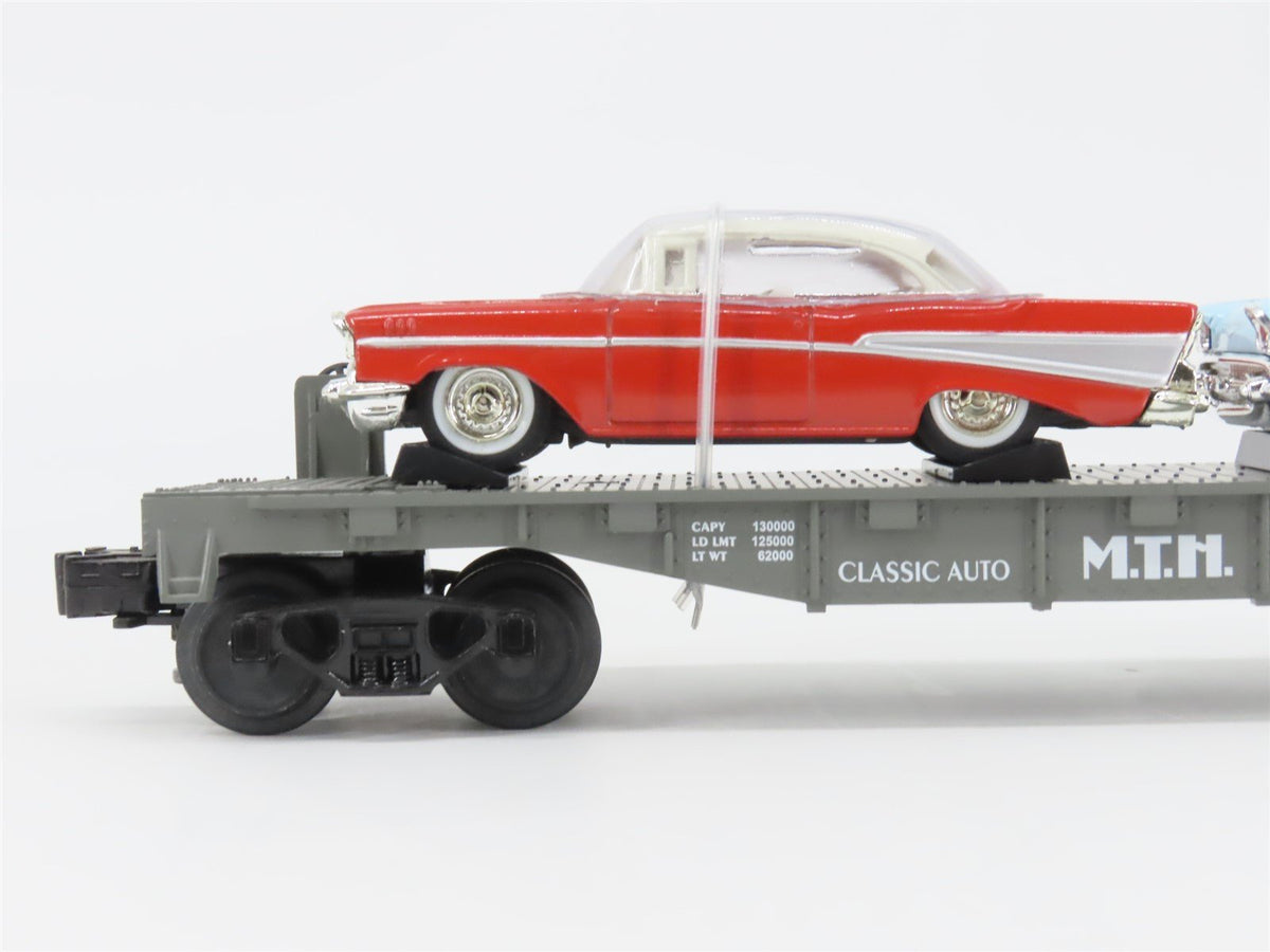O Gauge 3-Rail Semi-Scale MTH RailKing 30-7610 Flat Car #1957 w/ Ertl &#39;57 Chevys