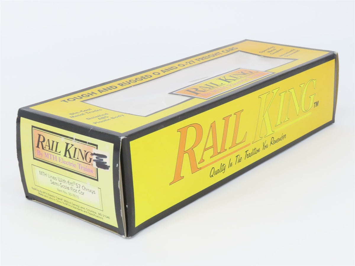 O Gauge 3-Rail Semi-Scale MTH RailKing 30-7610 Flat Car #1957 w/ Ertl &#39;57 Chevys