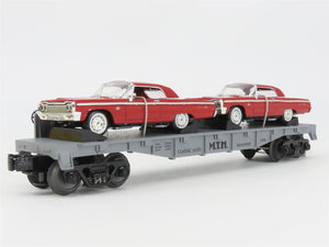 O27 Gauge 3-Rail MTH RailKing 30-76013 Flat Car #1964 w/ 2 Ertl Chevy Impala SS